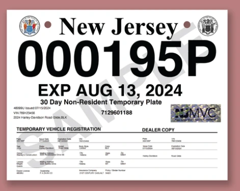 Quién puede usar las placas temporales de dealer en New Jersey