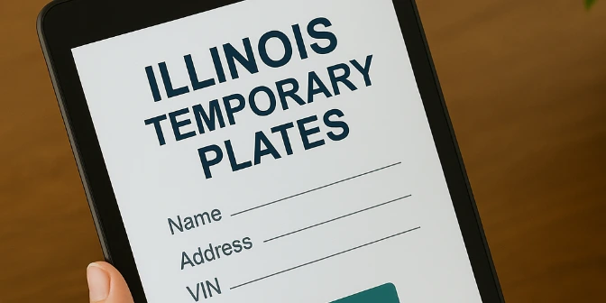Proceso digital para sacar placas temporales en Illinois en una tableta