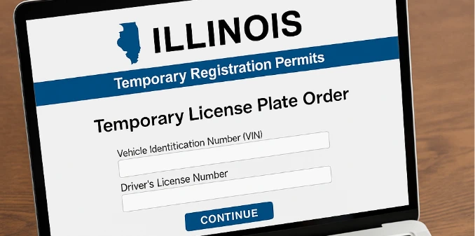 Proceso digital para sacar placas temporales en Illinois en una tableta